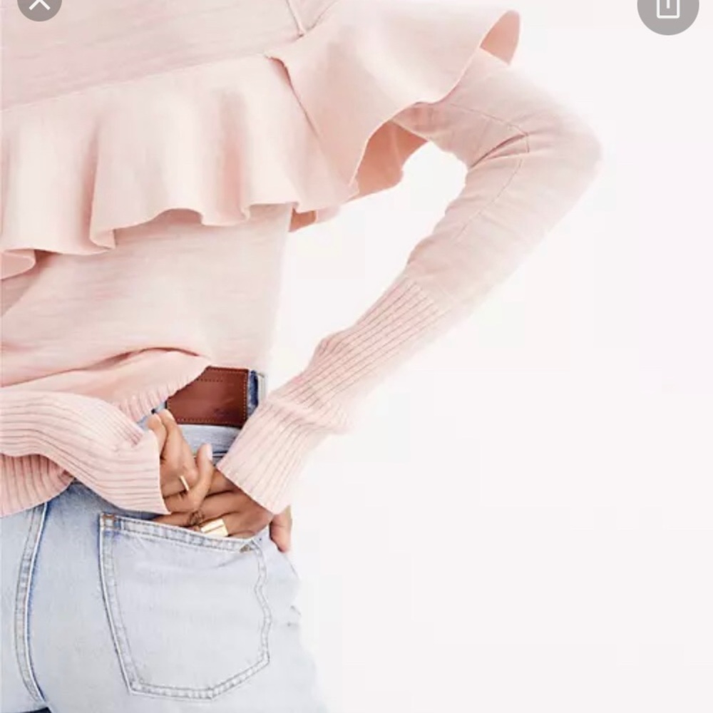 apiece apart pink ruffled sweater - Picture 3 of 4